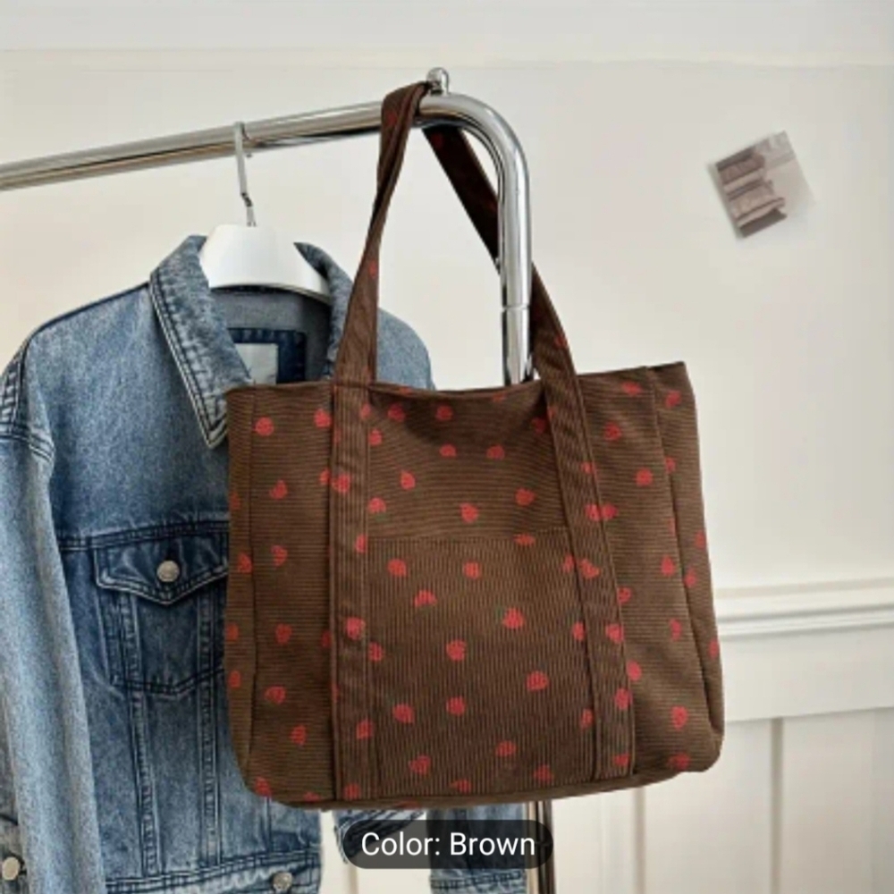 Brown Corduroy Strawberry π Bag - Picture 4 of 9